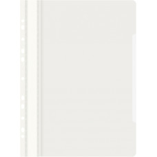 Папка-скоросшиватель Бюрократ PS-P20WH (A4, прозрачный верхний лист, пластик, боковая перфорация, белый)