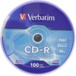 Диск CD-R Verbatim (0.68359375Гб, 52x, cake box, 100)