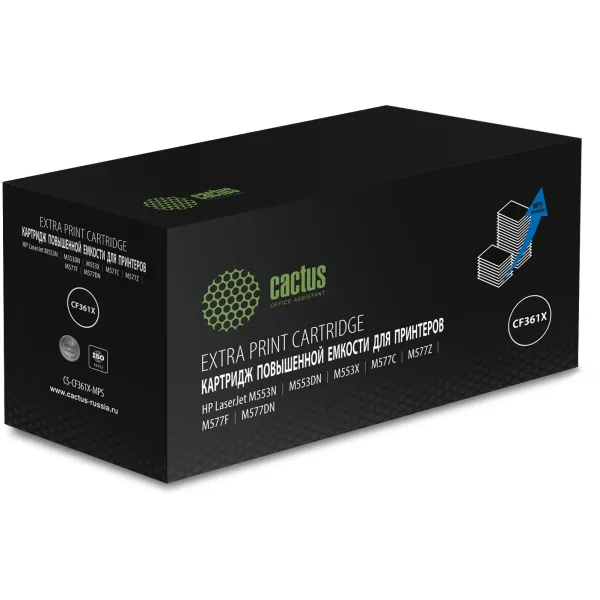 Тонер-картридж Cactus CS-CF361X-MPS (голубой; 18000стр; CLJ M552dn, M553dn, M553N, M553x)