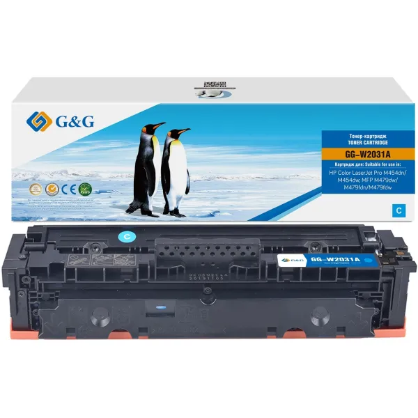 Тонер-картридж G&G GG-W2031A (голубой; 2100стр; LJ M454, MFP M479)