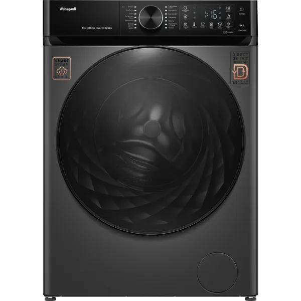 Стиральная машина Weissgauff WM 59411 Direct Drive Inverter Steam(59.5x85x56см, фронтальная, макс:11кг, 1400об/мин, темно-серый)