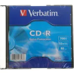 Диск CD-R Verbatim (0.68359375Гб, 52x, slim case, 1)