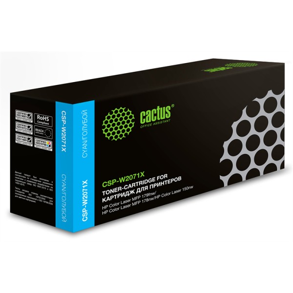 Тонер-картридж Cactus CSP-W2071X (голубой; 1300стр; Color Laser 150a, 150nw, 178nw MFP, 179fnw MFP)