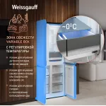 Холодильник Weissgauff 450 Rock Glass (No Frost, A+, 3-камерный, объем 450:287/163л, инверторный компрессор, графит темный)