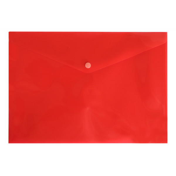 Конверт на кнопке Бюрократ DeLuxe DL801RED/1 (A4, пластик, толщина пластика 0,18мм, красный)