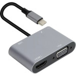 Адаптер-переходник VCOM (USB 3.1 Type-C (m), HDMI (f); mini jack 3.5 mm (f); VGA (f); USB 3.0)