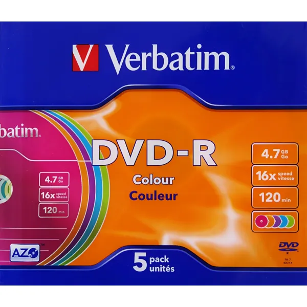 Диск DVD-R Verbatim (4.7Гб, 16x, slim case, 5)