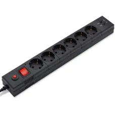 Сетевой фильтр Buro BU-SP1.8_USB_2A-B (1,8м, 6xEURO, USB 2шт, 2,2кВт, 10А) [BU-SP1.8_USB_2A-B]