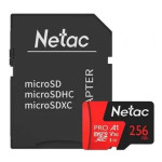 Карта памяти microSDXC 256Гб Netac (Class 10, 100Мб/с, UHS-I U3, адаптер на SD)