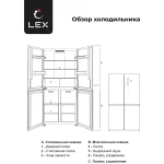 Холодильник Lex LCD505GIGID (No Frost, A+, 3-камерный, Side by Side, инверторный компрессор, золотистый)