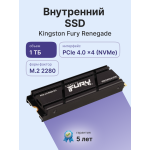 Жесткий диск SSD 1Тб Kingston Renegade (2280, 7300/6000 Мб/с, 1000000 IOPS, PCIe 4.0 x4 (NVMe), для ноутбука и настольного компьютера)