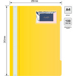 Папка-скоросшиватель Бюрократ -PS-V20YEL (A4, прозрачный верхний лист, пластик, карман для визиток, желтый)