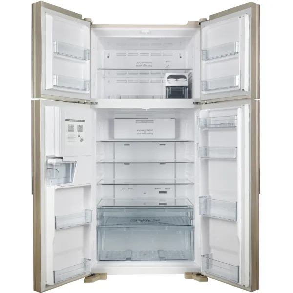 Холодильник Hitachi W660PUC7GBE (No Frost, A++, 2-камерный, Side by Side, объем 540:396/144л, инверторный компрессор, бежевый)