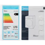Стиральная машина Midea MF01610US40/W(59.5x85x40см, фронтальная, макс:6кг, 1000об/мин, белый)