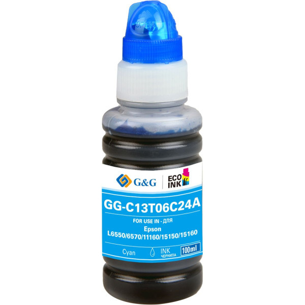 Чернила G&G GG-C13T06C24A (голубой пигментный; 70мл; Epson L6550, 6570, 11160, 15150, 15160)