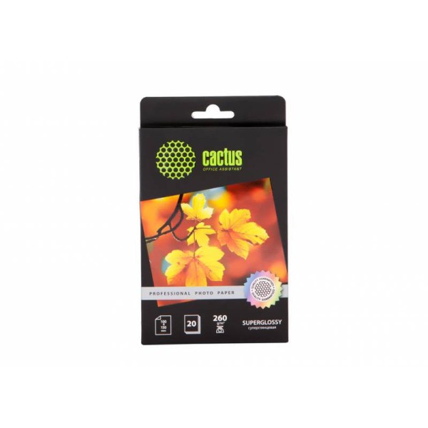 Фотобумага Cactus Prof CS-HGA626020 (10x15, 260г/м2, для струйной печати, односторонняя, глянцевая, 20л)