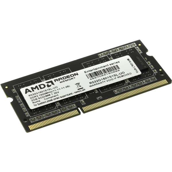 Память SO-DIMM DDR3L 2Гб 1600МГц AMD (12800Мб/с, CL11, 204-pin, 1.35)