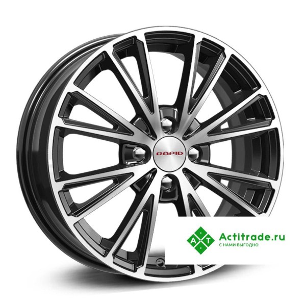 КиК Меандр-Оригинал R16/6J PCD 4x100 ET 50 ЦО 60,1 черный глянцевый с полированной лицевой поверхностью