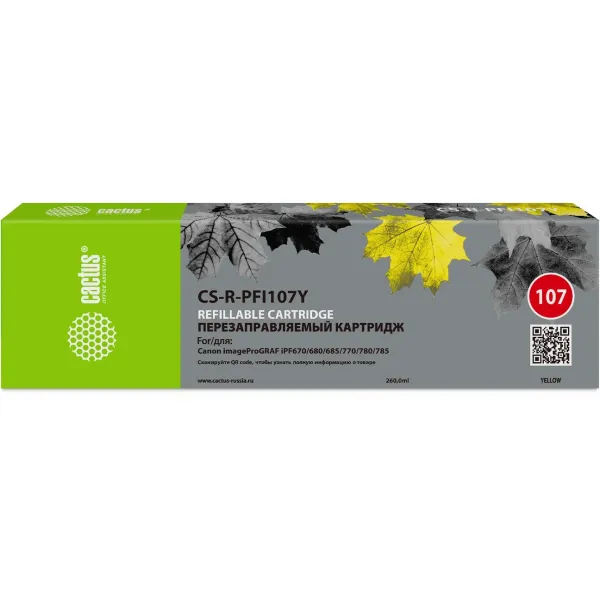 Cactus CS-R-PFI107Y (желтый; 260стр; imageProGRAF iPF670, 680, 685, 770, 780, 785)