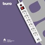 Сетевой фильтр Buro BU-SP5_USB_2A-B (5м, 6xEURO, USB 2шт, 2,2кВт, 10А)