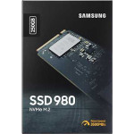 Жесткий диск SSD 250Гб Samsung 980 (M.2, 2900/1300 Мб/с, 320000 IOPS, PCI-E, для ноутбука и настольного компьютера)