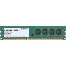 Память DIMM DDR3 4Гб 1333МГц Patriot Memory (10600Мб/с, CL9, 1.5 В) [PSD34G133381]