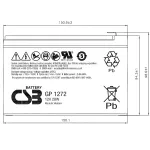 Батарея CSB GP1272 F2 (12V28W) (12В, 7,2Ач)