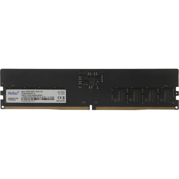 Память DIMM DDR5 16Гб 5600МГц Netac (48000Мб/с, CL46, 288-pin, 1.1 В)