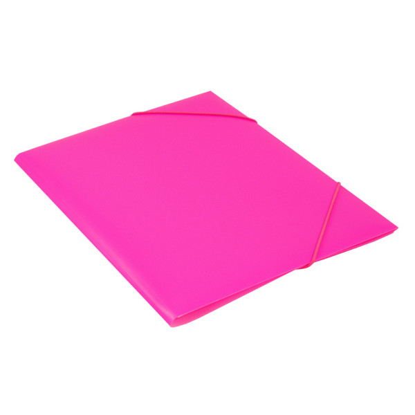 Папка на резинке Бюрократ Double Neon DNE510PINK (A4, пластик, толщина пластика 0,5мм, ширина корешка 30мм, розовый)