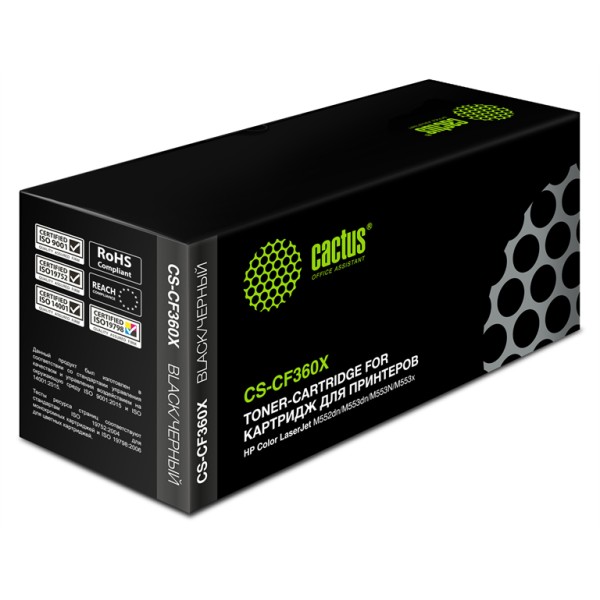Тонер-картридж Cactus HP CS-CF360X (черный; 12500стр; CLJ M552dn, M553dn, M553N, M553x)