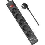 Сетевой фильтр Defender DFS 753 (3м, 5xEURO, USB 2шт, 2,2кВт)