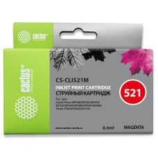Чернильный картридж Cactus CS-CLI521M (пурпурный; 9стр; 8мл; Pixma MP540, MP550, MP620, MP630, MP640, MP980, MP990, MX860, iP3600, iP4600, iP4700) [CS-CLI521M]