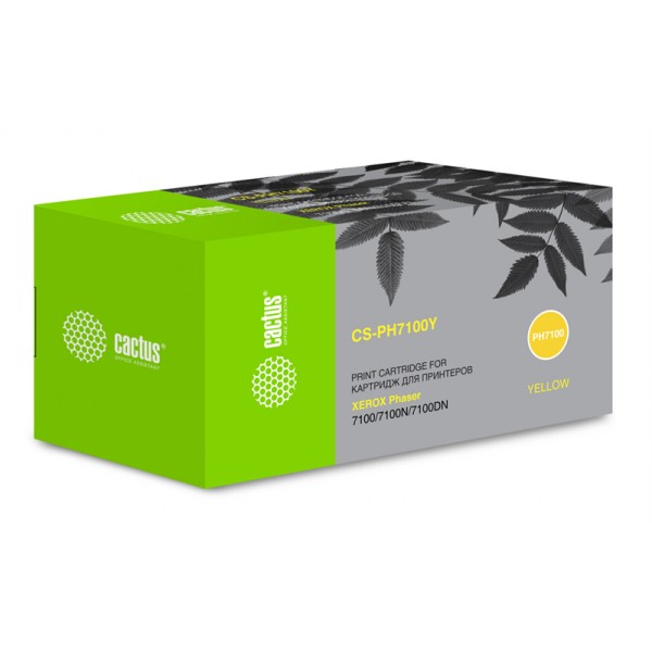 Тонер-картридж Cactus CS-PH7100Y 106R02608 (желтый; 4500стр; Phaser 7100, 7100N, 7100DN)