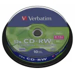 Диск CD-RW Verbatim (0.68359375Гб, 12x, cake box, 10)