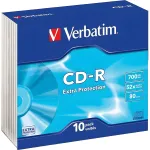 Диск CD-R Verbatim (0.68359375Гб, 52x, slim case, 10)