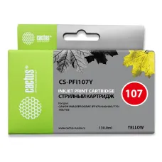 Чернильный картридж Cactus CS-PFI107Y (желтый; 130стр; IP iPF670, iPF680, iPF685, iPF770, iPF780, iPF785, )