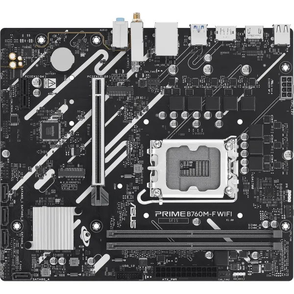 Материнская плата ASUS PRIME B760M-F WIFI (SocketLGA1700, 2xDDR5, microATX, RAID SATA: 0,1,15,5)