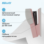 Степлер Kw-Trio 055X6-PNK (тип скоб: 24/6; 26/6, пластик, вместимость 100 скоб, одновременно скрепляемых 20 листов, глубина прошивки 44мм)