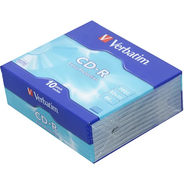 Диск CD-R Verbatim (0.68359375Гб, 52x, slim case, 10)