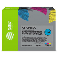 Чернильный картридж Cactus HP 22XL CS-C9352C (оригинальный номер: №22XL; многоцветный; 18стр; DJ 3920, 3940, D1360, D1460, D1470, D1560, D2330, D2360)