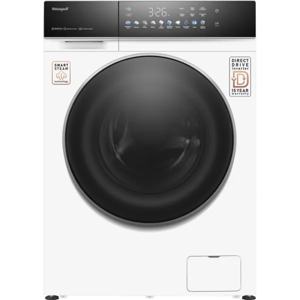 Стиральная машина Weissgauff WM 62210 Direct Drive Touch Inverter Steam(фронтальная полноразмерная, класс стирки/отжима/э.потребления: A/A+++ , макс: 10,5кг, 1200 об/мин, инвертер, защита: частичная, 59.5x85x60см, белый)