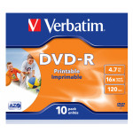 Диск DVD-R Verbatim (4.7Гб, 16x, jewel case, 10, Printable)