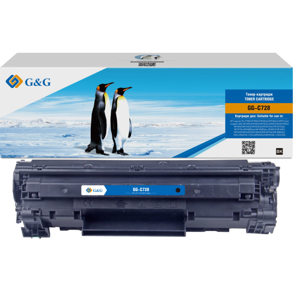 Картридж G&G GG-C728 (черный; 2100стр; HP LaserJet Pro P1560, P1566, P1606dn, M1536dnf MFP;Canon imageCLASS MF4410, MF4412, MF4420n, D520, D530, D550, MF4450, MF4452, MF4550d, MF4570dn, MF4570dw, MF4770n, MF4880dw, MF4890dw;i-SENSYS MF4410, MF4430, MF4450