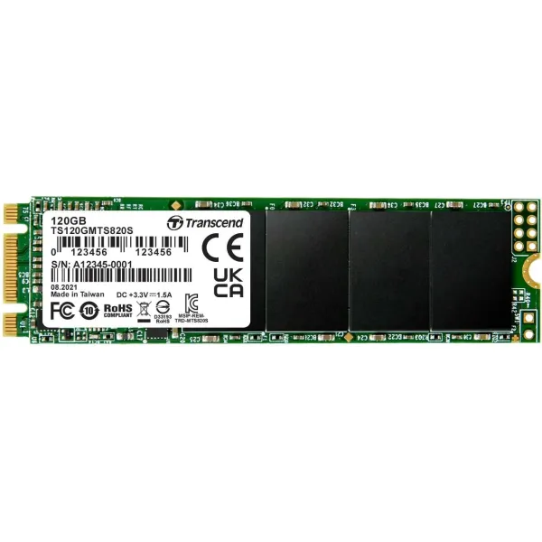 Жесткий диск SSD 120Гб Transcend MTS820 (2280, 500/350 Мб/с, 75000 IOPS, SATA 3Гбит/с, для ноутбука и настольного компьютера)