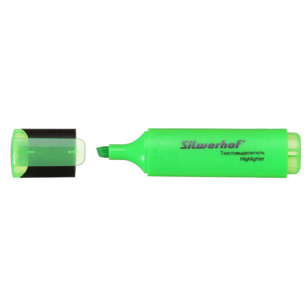 Текстовыделитель Silwerhof 108036-03 (скошенный пишущий наконечник, толщина линии 1-5мм, зеленый)