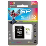 Карта памяти microSDHC 32Гб Silicon Power (Class 10, 85Мб/с, UHS-I U1, адаптер на SD)