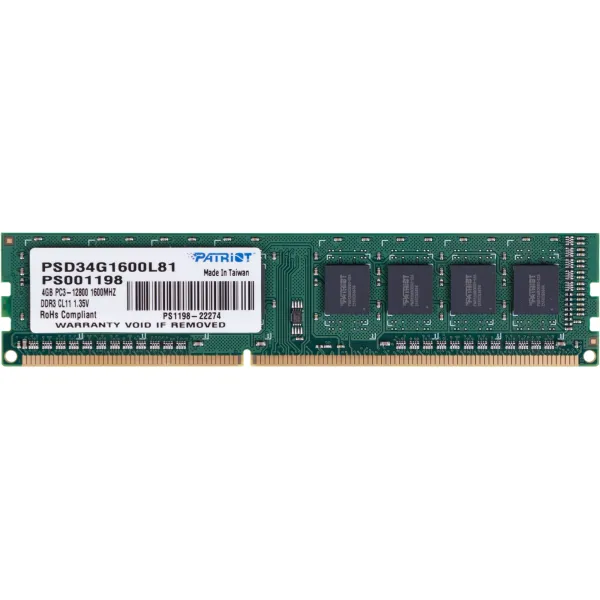Память DIMM DDR3 4Гб 1600МГц Patriot Memory (12800Мб/с, CL11, 240-pin, 1.35 В)