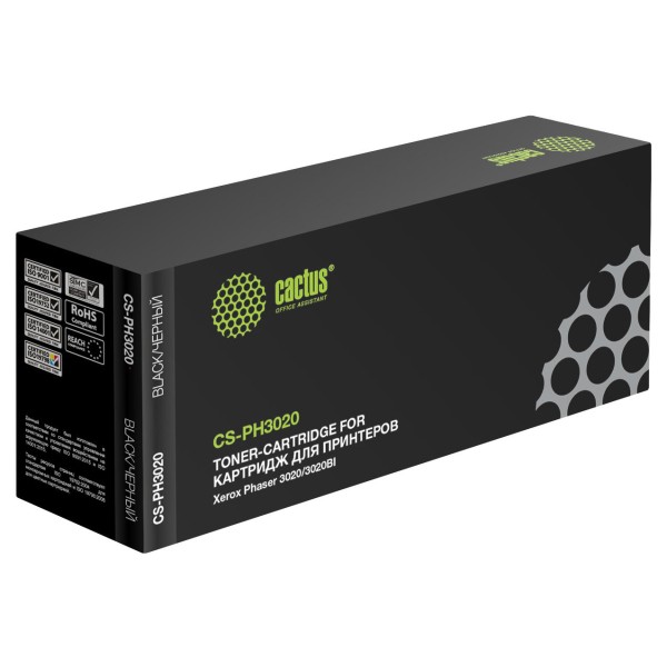 Тонер-картридж Cactus CS-PH3020 106R02773 (черный; 1500стр; Phaser 3020, 3020BI)