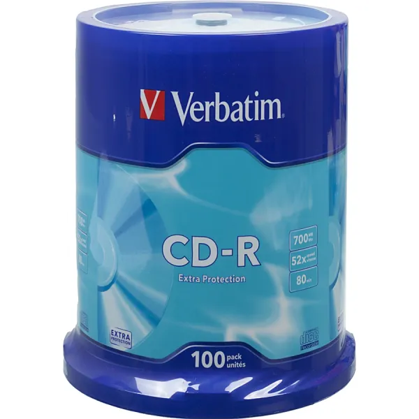 Диск CD-R Verbatim (0.68359375Гб, 52x, cake box, 100)