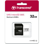 Карта памяти microSDHC 32Гб Transcend (Class 10, 100Мб/с, UHS-I U1, адаптер на SD)